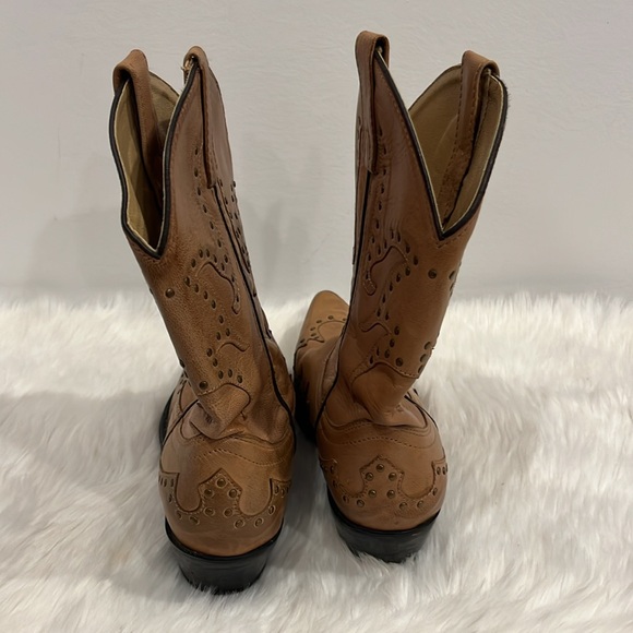 Smoky Mountain Willow Leather Boot with Studs Beige Western Cowboy Women SZ 7.5 - Picture 4 of 11